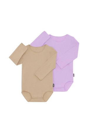 Wondercool Eyelet Long Sleeve Bodysuit 2 Pack
